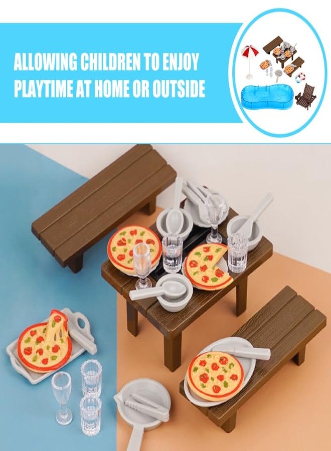 IMIKEYA Dollhouse Pool Set Miniature Furniture Dollhouse Decor Beach Chair Swim Ring Easy Assembly - Image 2